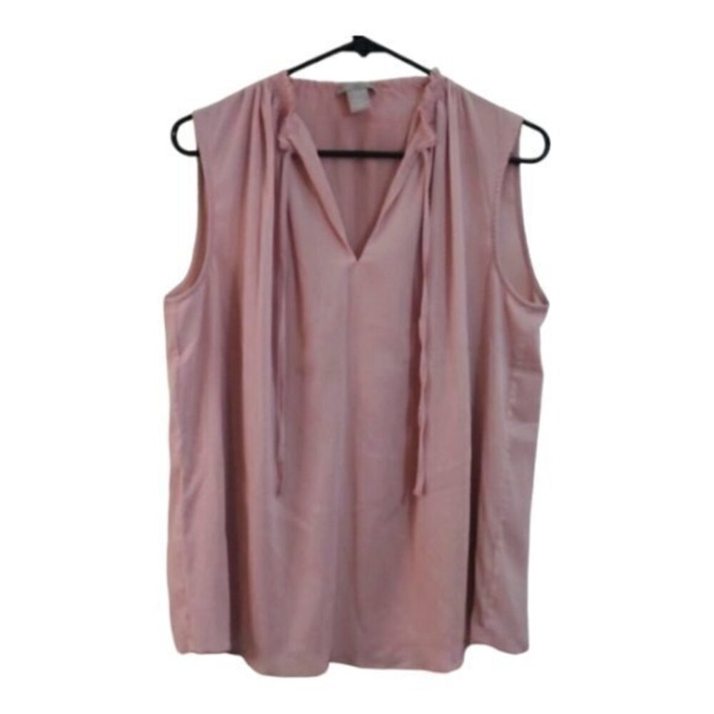 Women's H&M Pink High Neckline Sleeveless Pullover Blouse Size Small EUC #6444